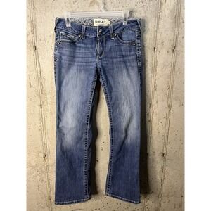 Ariat REAL Jeans Women's Size 29S Blue Mid Rise Straight Leg Denim | Embroidered